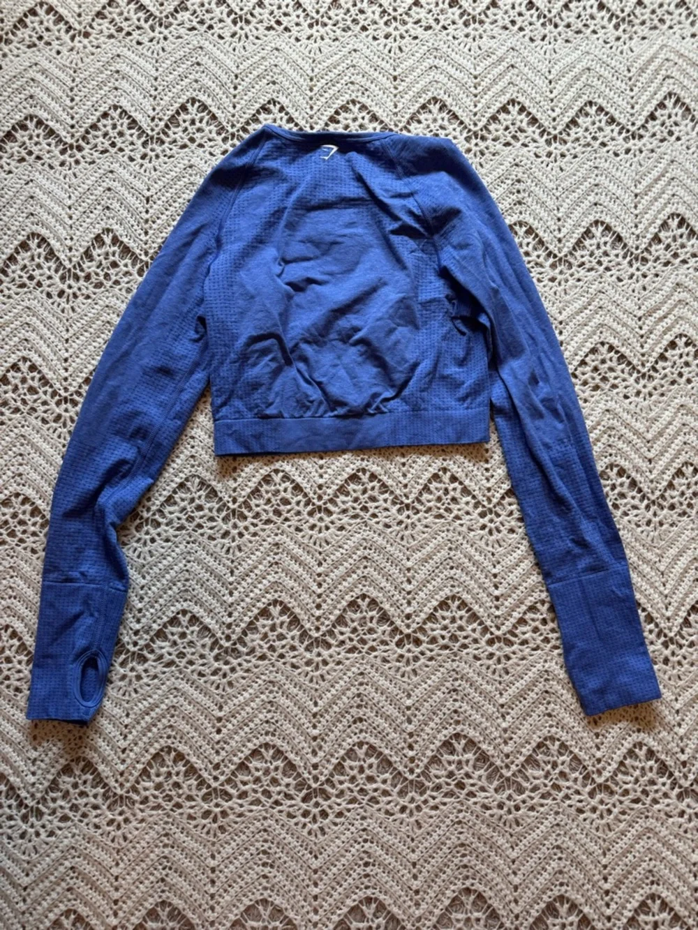 Gymshark Matching Workout Set Blue Crop Top and Leggings Size Medium Compression